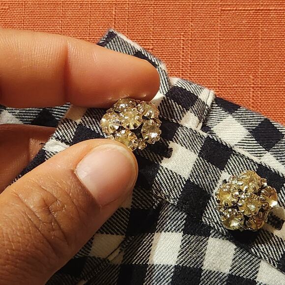 J.CREW Sz M Gingham Flannel Long Sleeve Funnel Neck Dress Ruffle Hem Jewel Hint - Picture 6 of 10